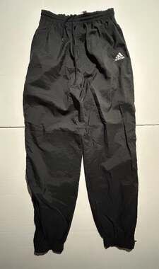 Vintage 90s Adidas Black Nylon Lined Track Pants with Zipper Cuffs